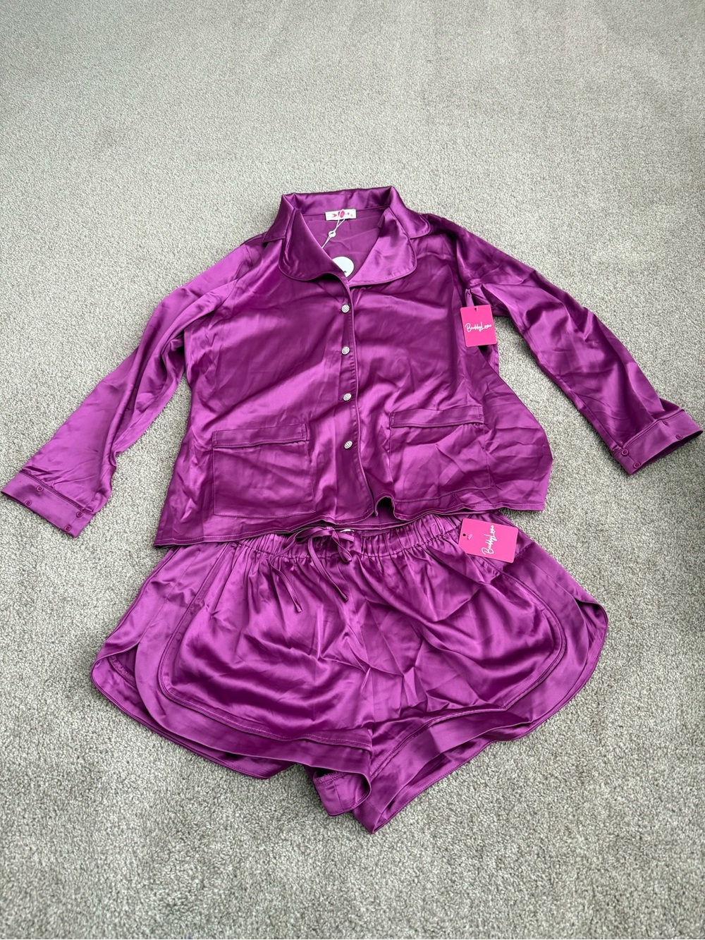 Buddy Love Silky Satin Women's Pajama Set - Purple